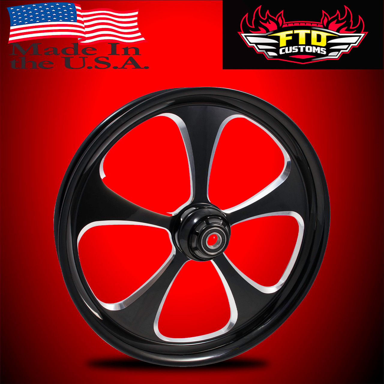 Harley Davidson Road Glide Wheels Black Contrast - 5 Blade