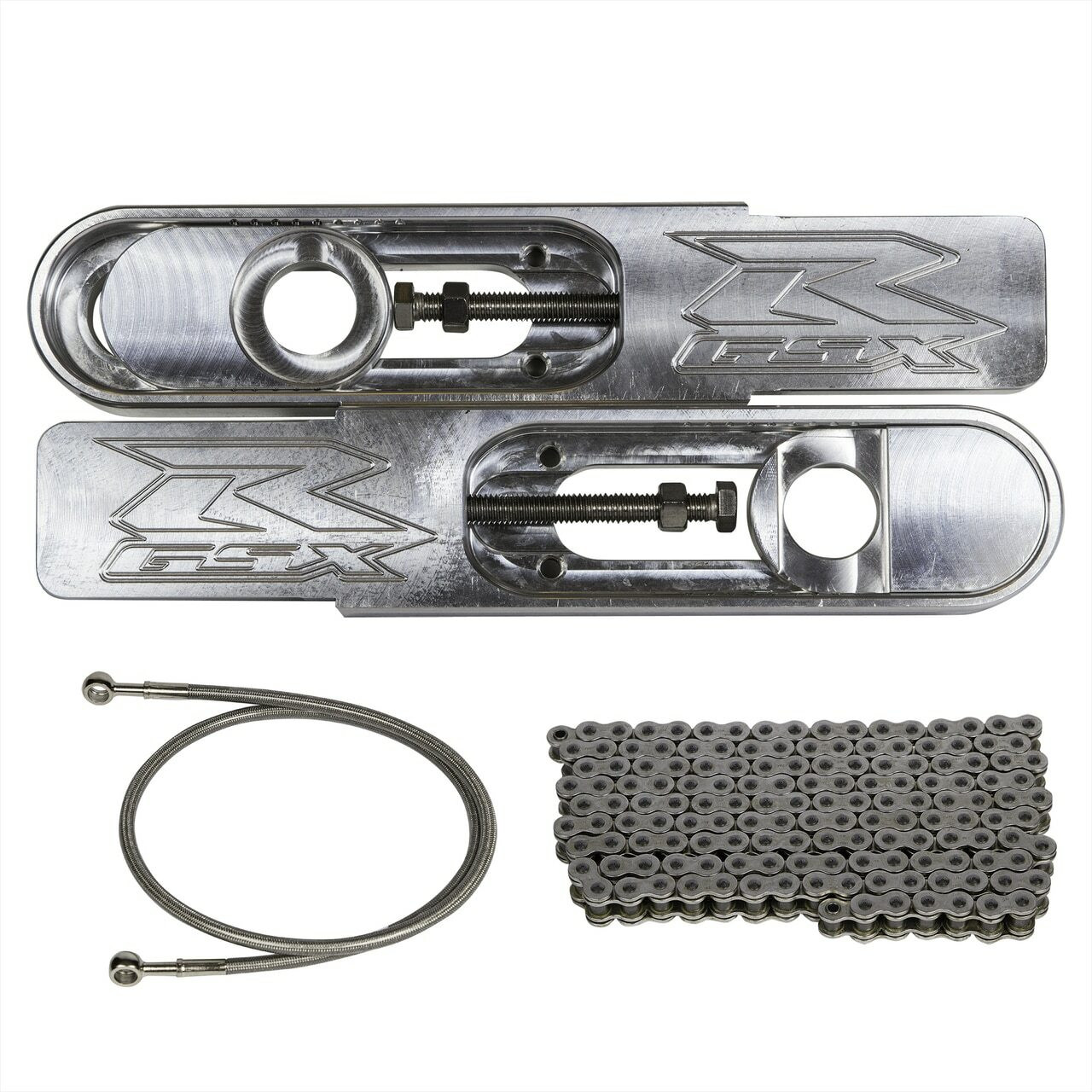 GSXR 600 - 750 Swingarm Extensions - Raw Finish - Engraved