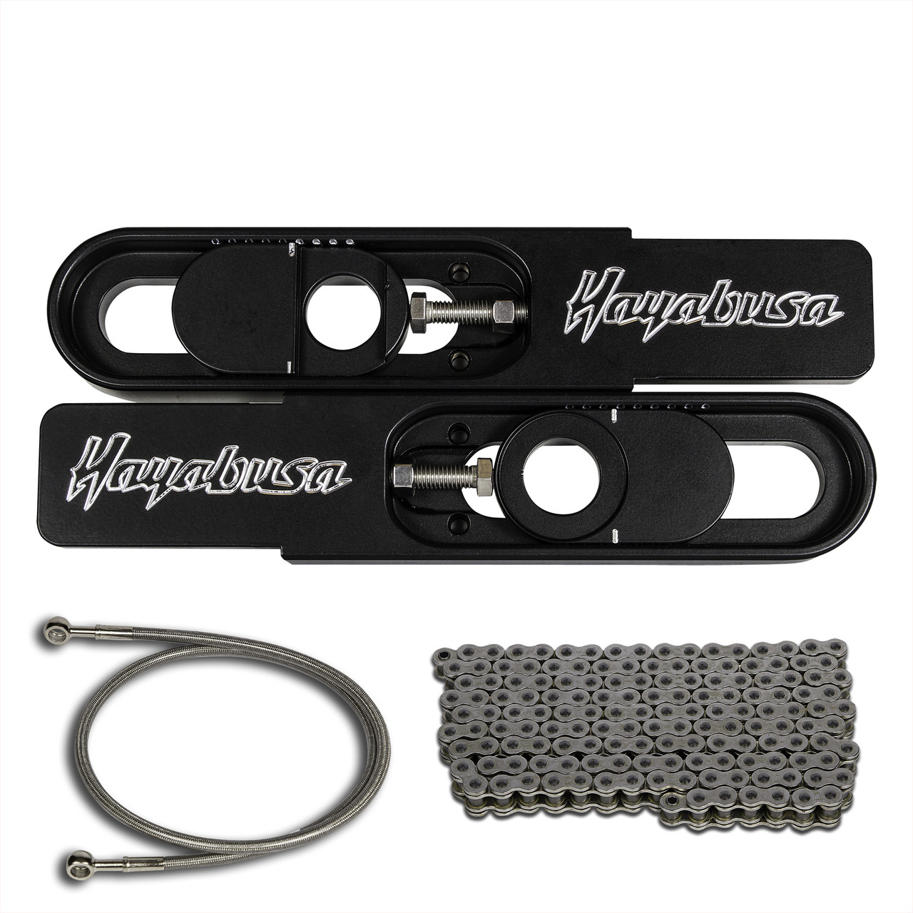 Hayabusa Swingarm Extensions - Black Finish - Engraved