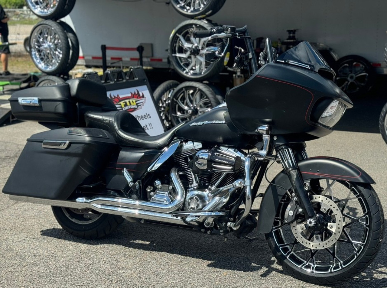 Harley Davidson 18 x 5 Fat Front Wheels Black Contrast - Prodigy Harley Davidson 18 x 5 Fat Front Wheels Black Contrast - Prodigy