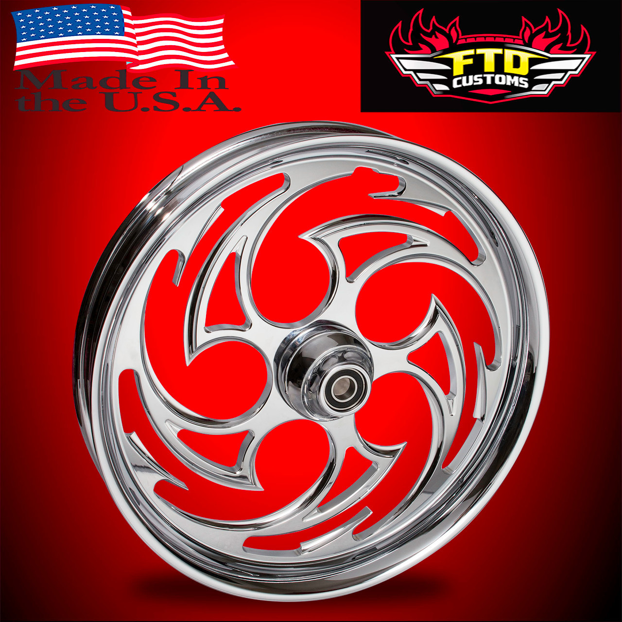 Harley Davidson 18 x 5 Fat Front Wheels Chrome PVD - Predator Harley Davidson 18 x 5 Fat Front Wheels Chrome PVD - Predator