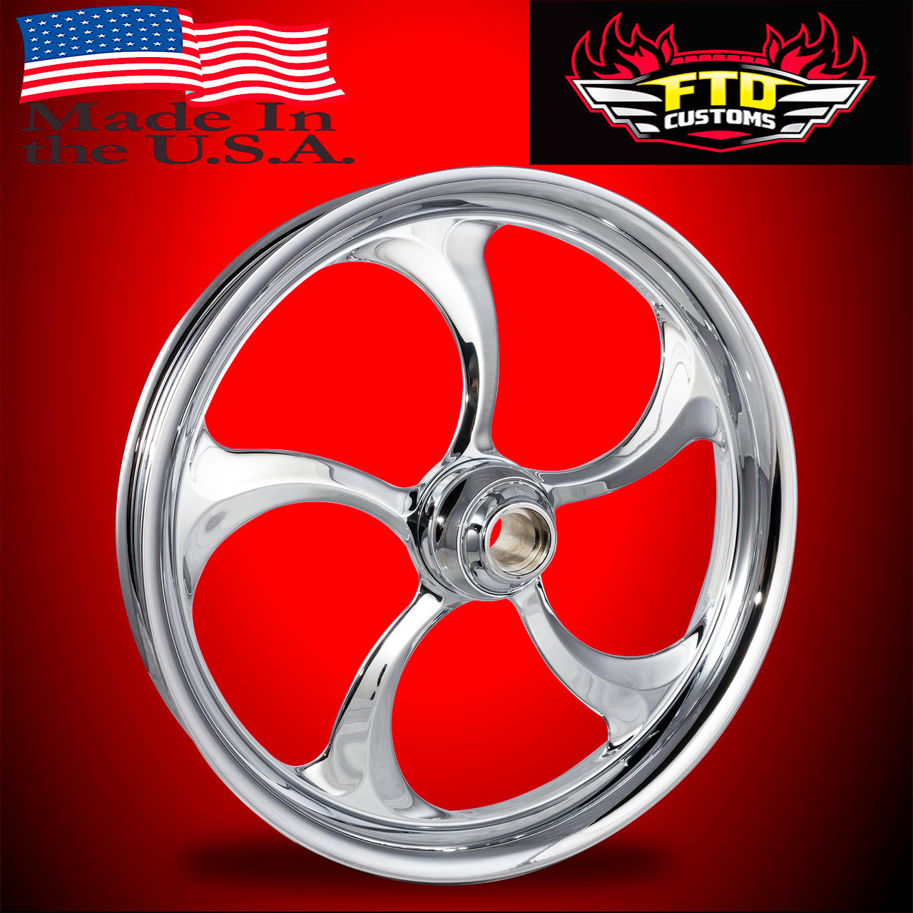 Harley Davidson 18 x 5 Fat Front Wheels Chrome PVD - Merlin Harley Davidson 18 x 5 Fat Front Wheels Chrome PVD - Merlin