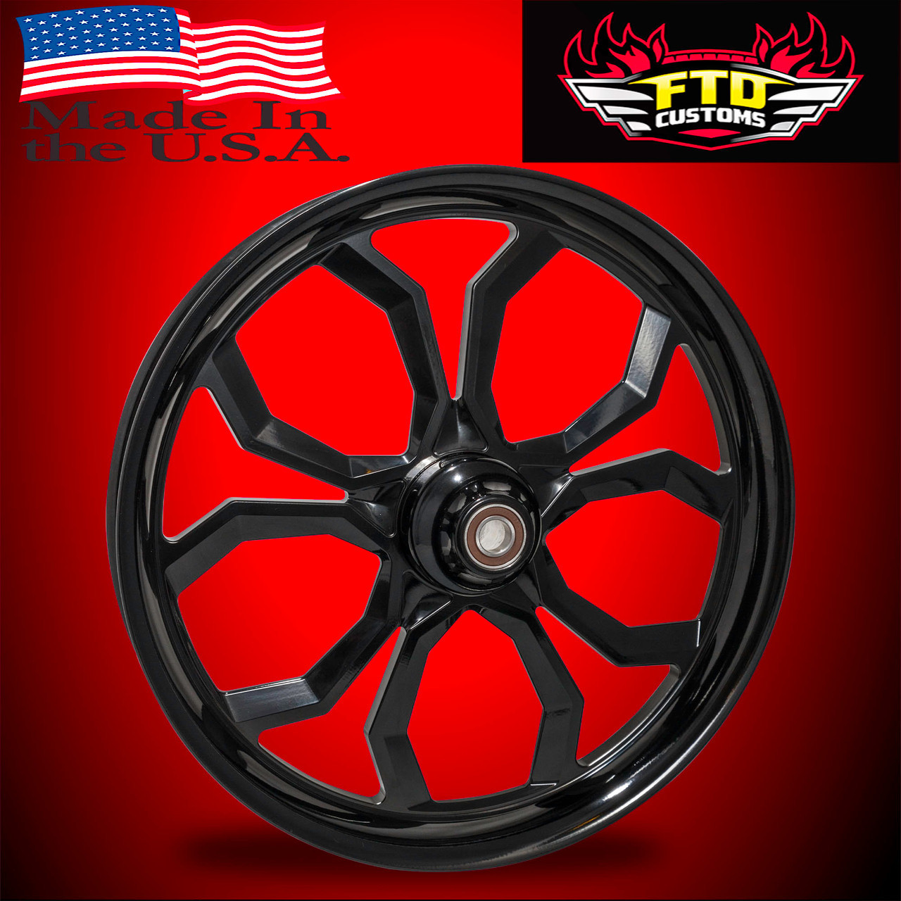 Harley Davidson 18 x 5 Fat Front Wheels All Black- Widow