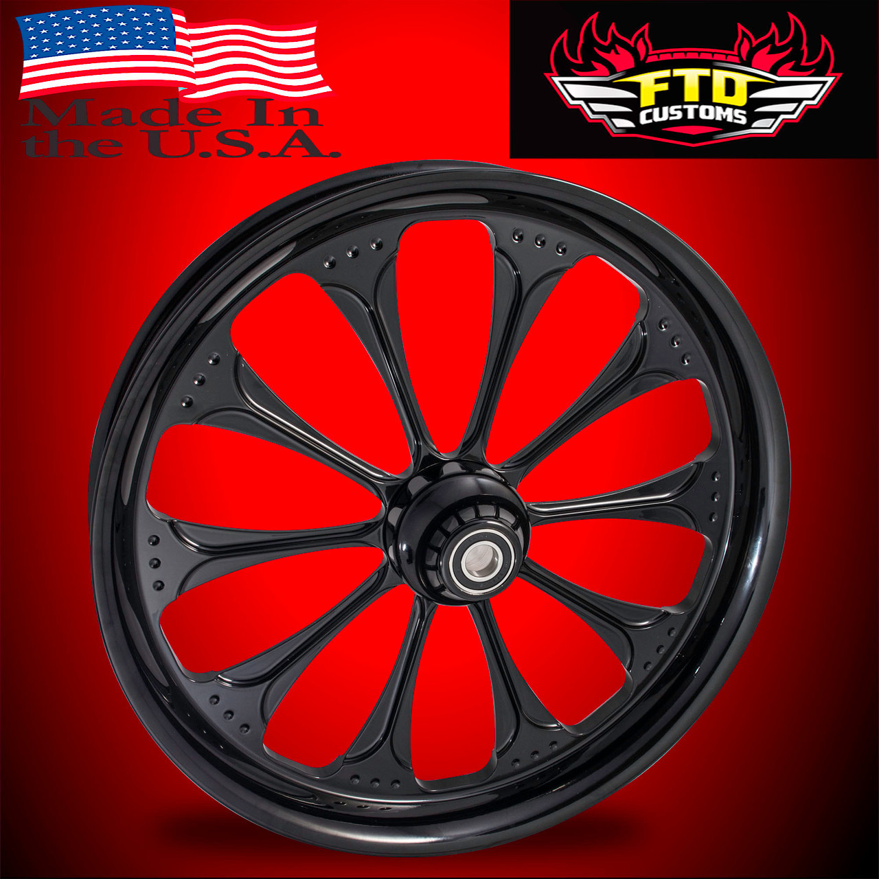 Harley Davidson 21 x 5 Fat Front Wheel All Black - Wizard