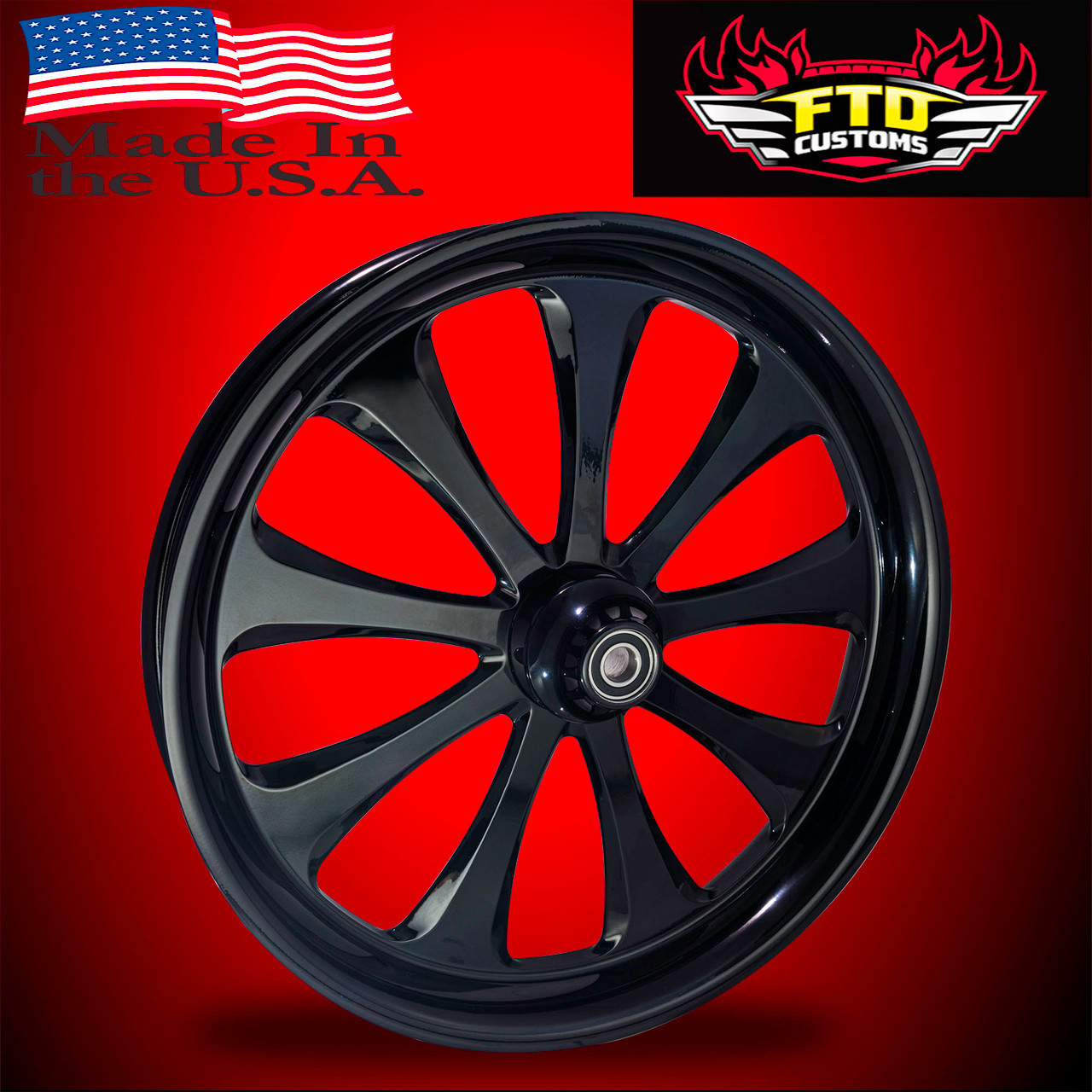 Harley Davidson 21 x 5 Fat Front Wheel All Black - Monarch