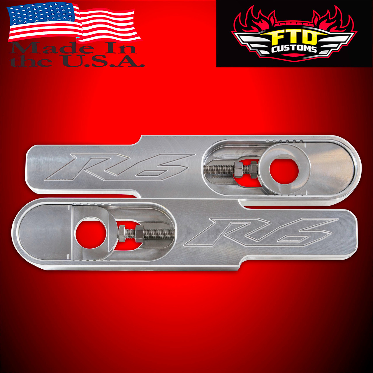 Yamaha R6 Swingarm Extensions - Raw Finish - Engraved
