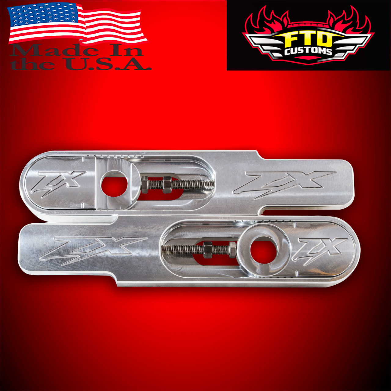 Kawasaki ZX6 Swingarm Extensions - Raw Finish - Engraved