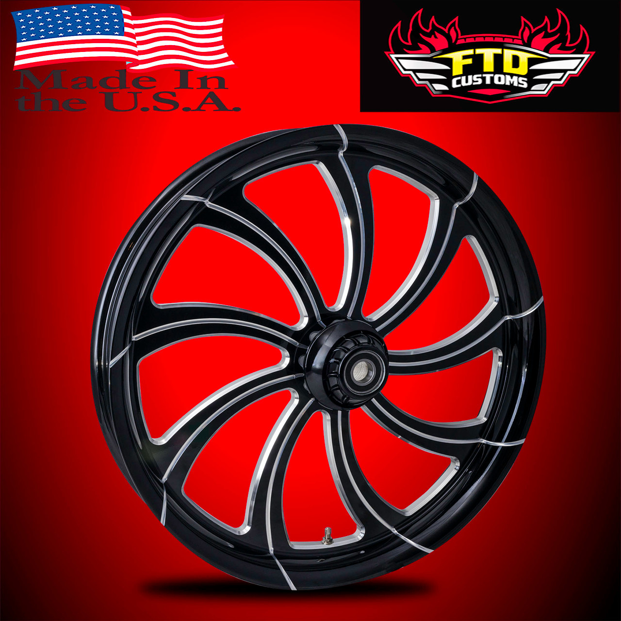 Harley Davidson Black Contrast Softail Wheels - Slayer