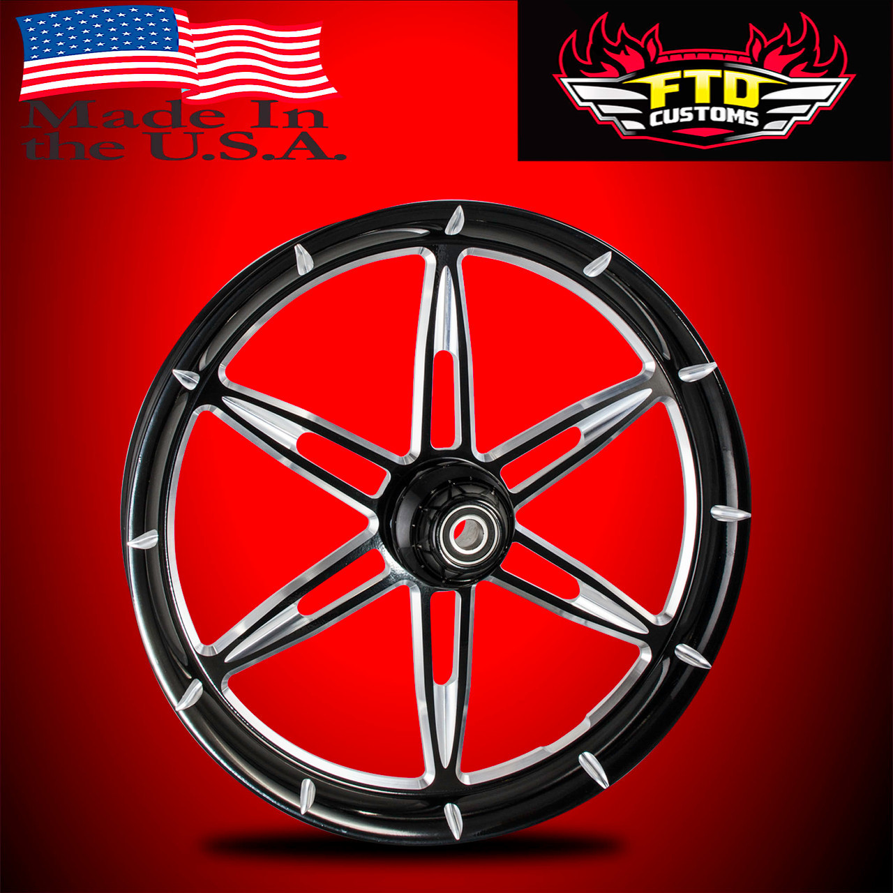 Harley Davidson Black Contrast Fatboy Motorcycle Wheel - Reaper