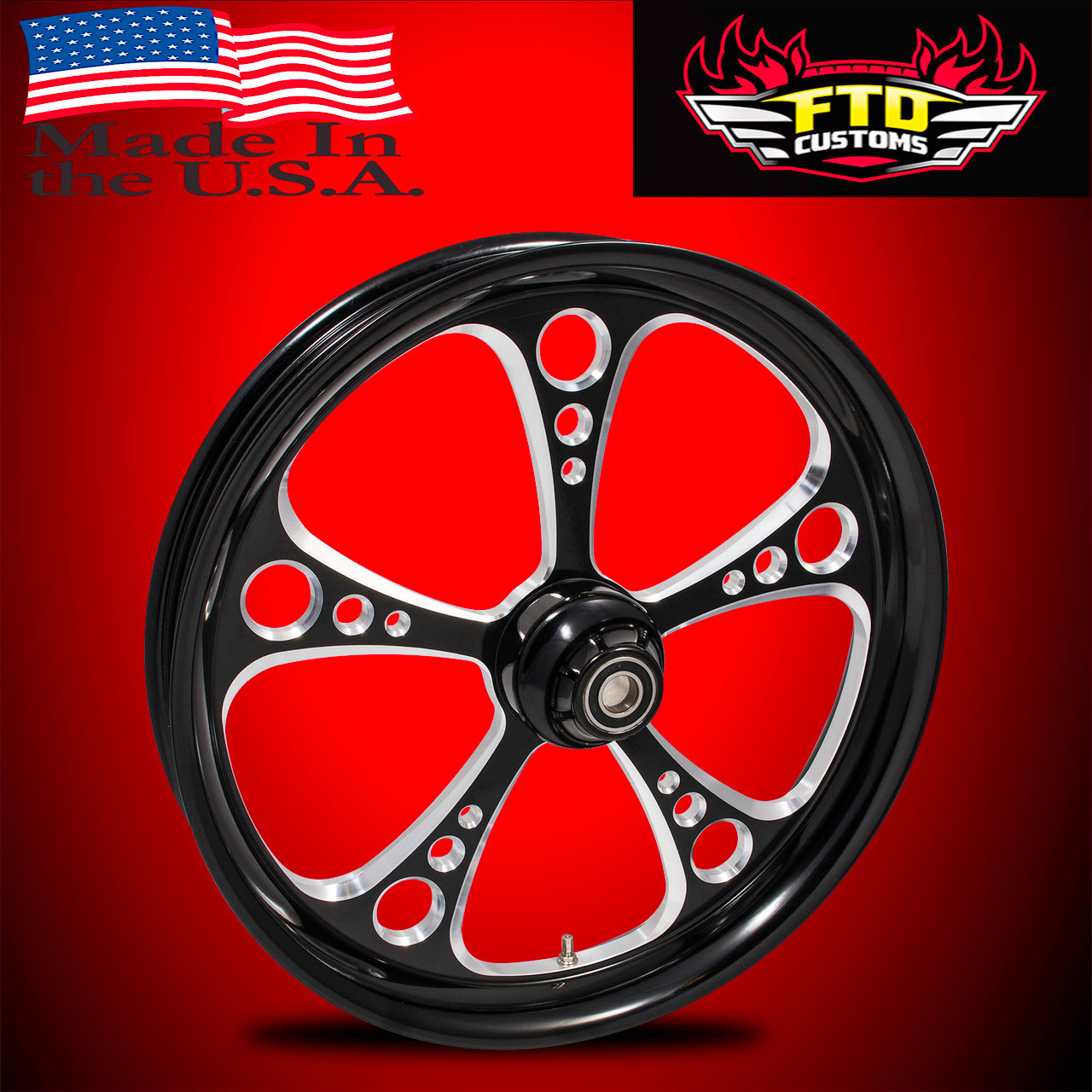 Harley Davidson Black Contrast Softail Wheels - 3 Shot