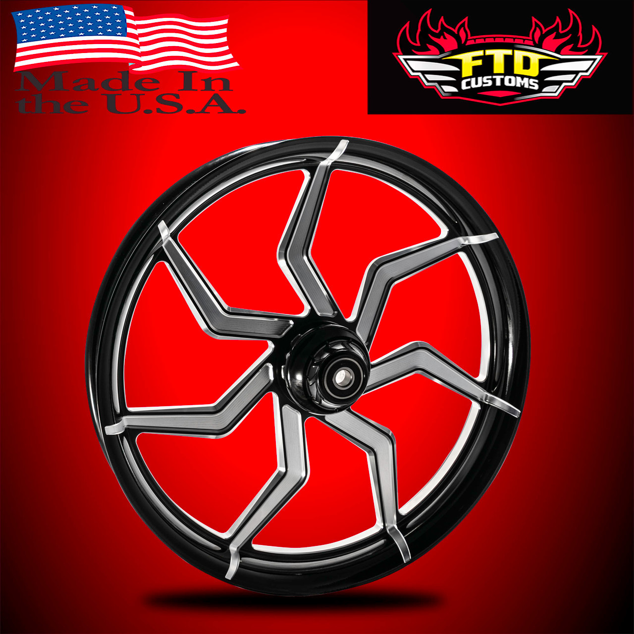 Harley Davidson Black Contrast Softail Wheels - Sniper