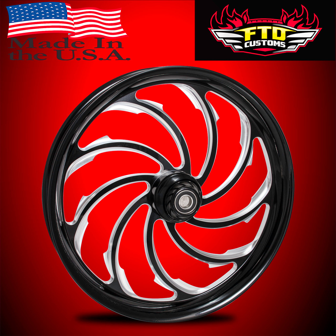 Harley Davidson 26 x 5 Fat Front Wheel Black Contrast - Venom
