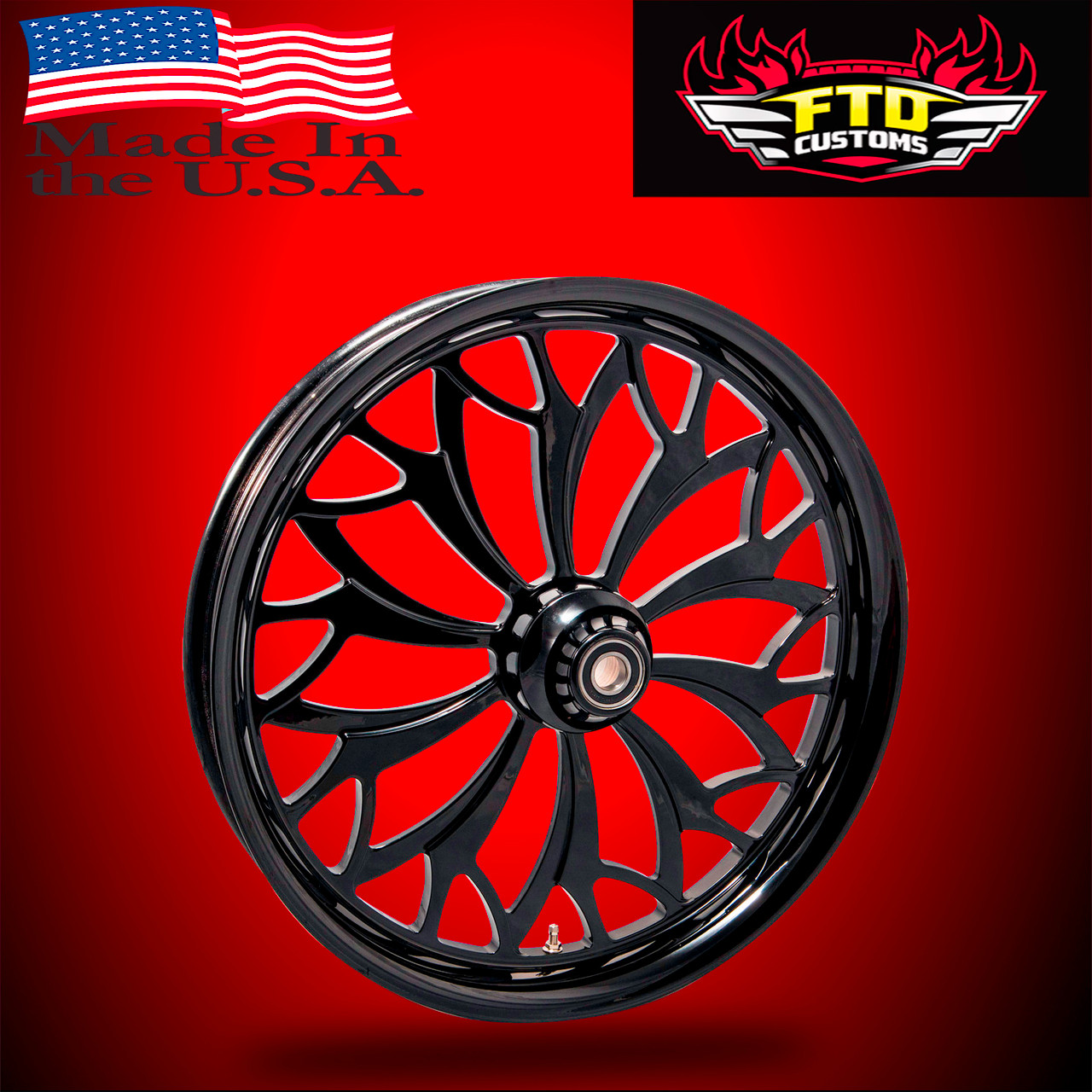 トリプルX Harley Davidson 26 x 5 Fat Front Wheel All Black - Fuzion
