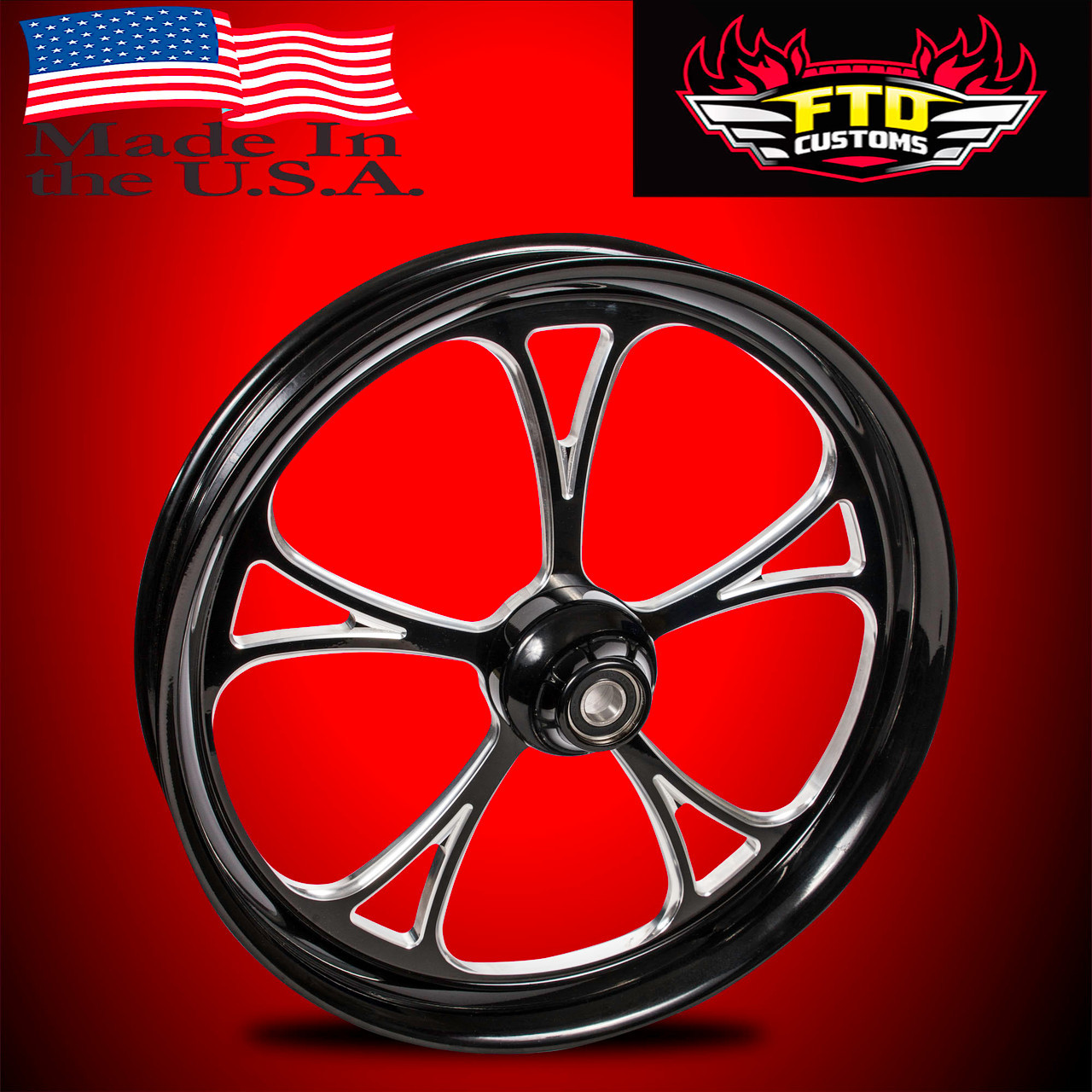 Harley Davidson 23 x 5 Fat Front Wheel Black Contrast - Cyclone