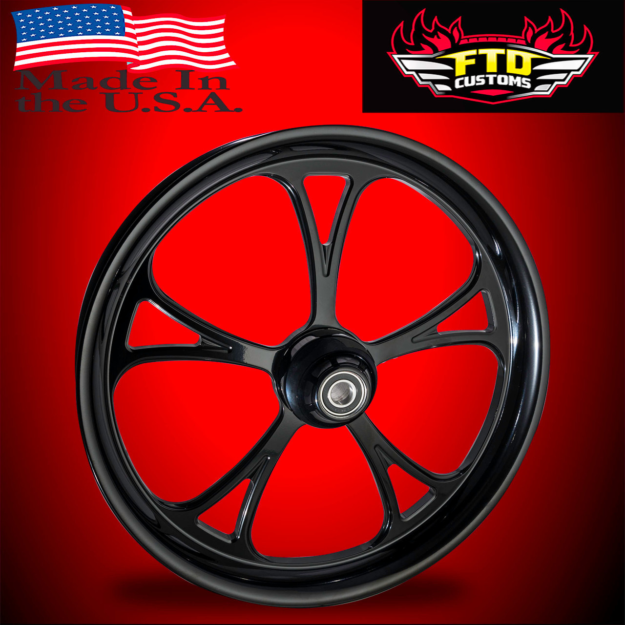 Harley Davidson 23 x 5 Fat Front Wheel All Black - Cyclone