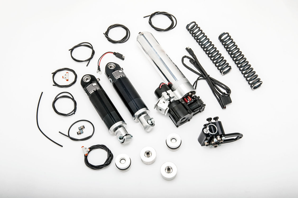 American Suspension Auto Up Center Stand with Ram Air Rear Air Ride and Fast Up Supertanker for 2014-2023 Harley Touring Models