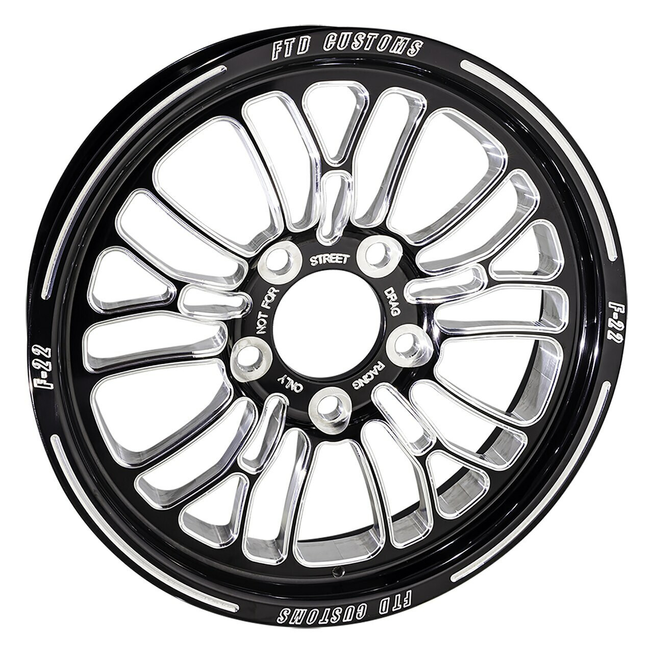 15 x 3.5 Front Drag Racing Wheels Black Contrast - Chaos