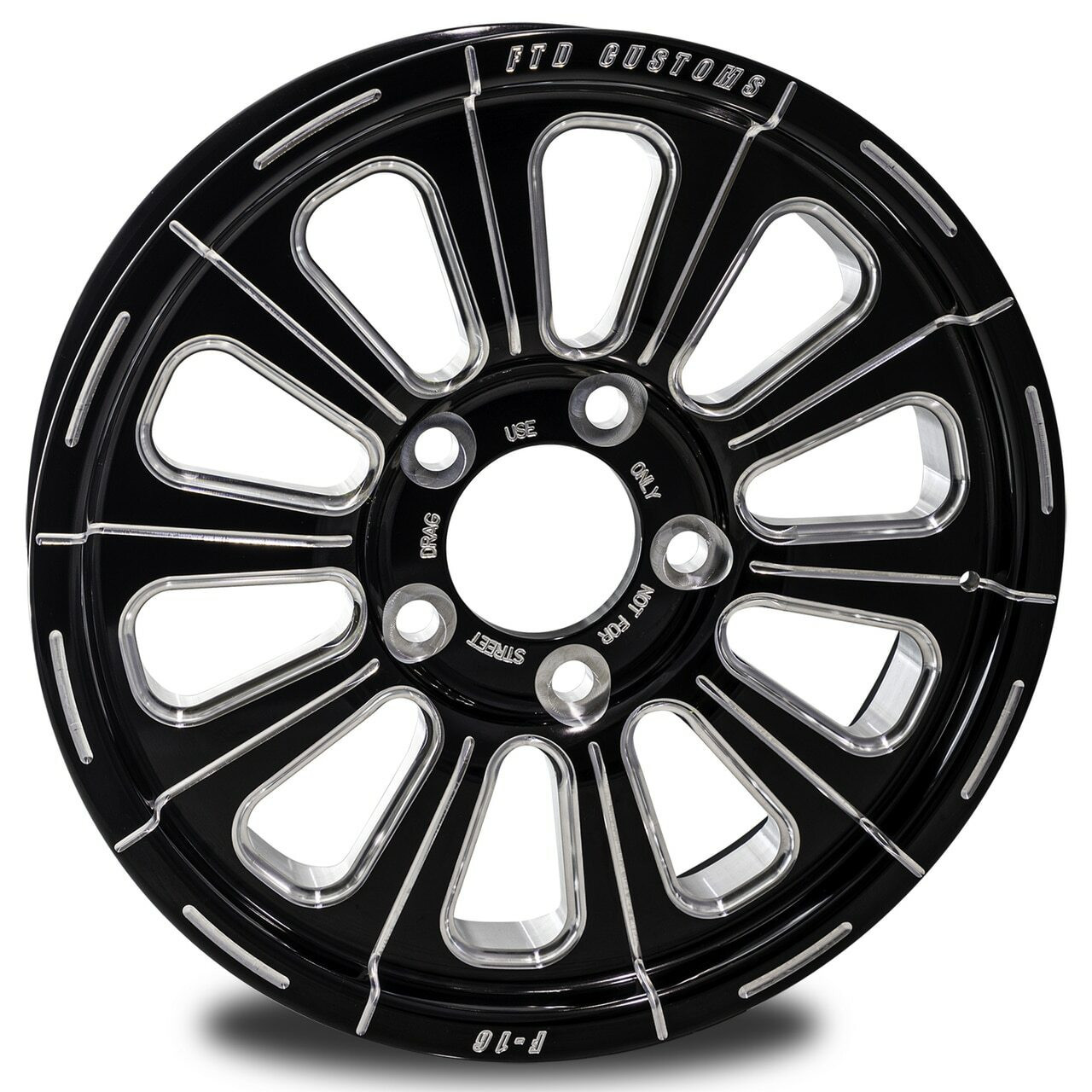 15 x 3.5 Front Drag Racing Wheels Black Contrast - Redemption