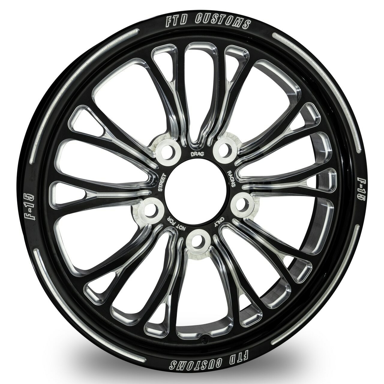 15 x 3.5 Front Drag Racing Wheels Black Contrast - Havoc