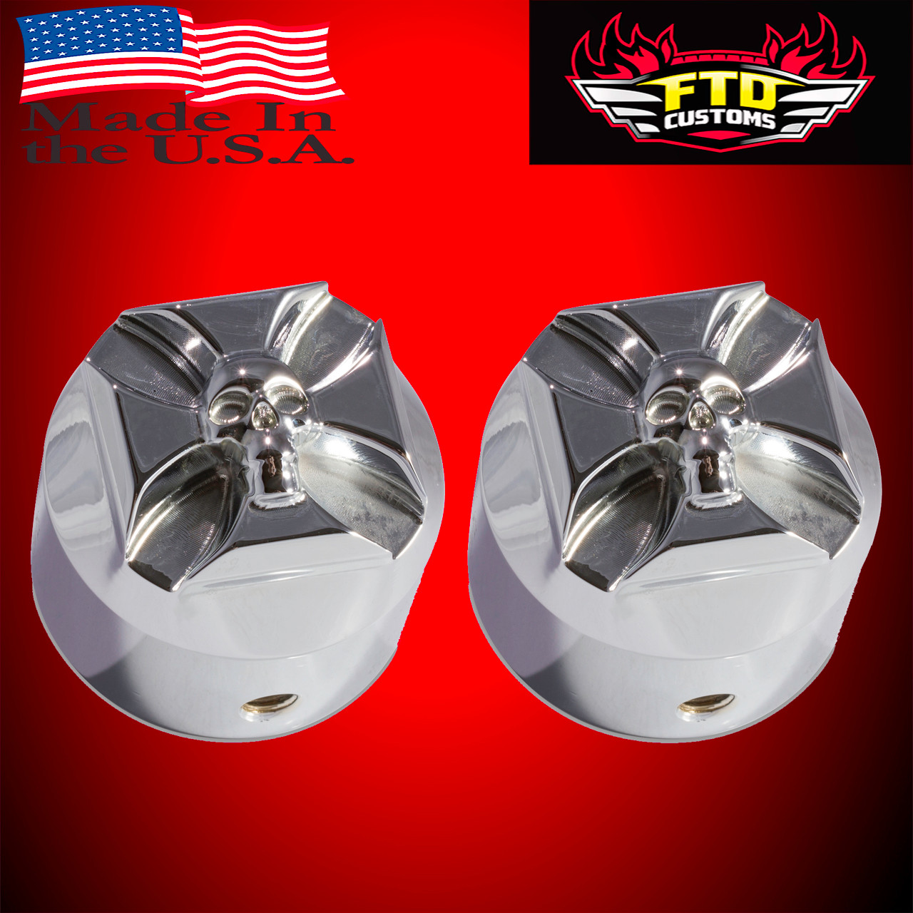 Chrome Maltese Cross Front Axle Covers