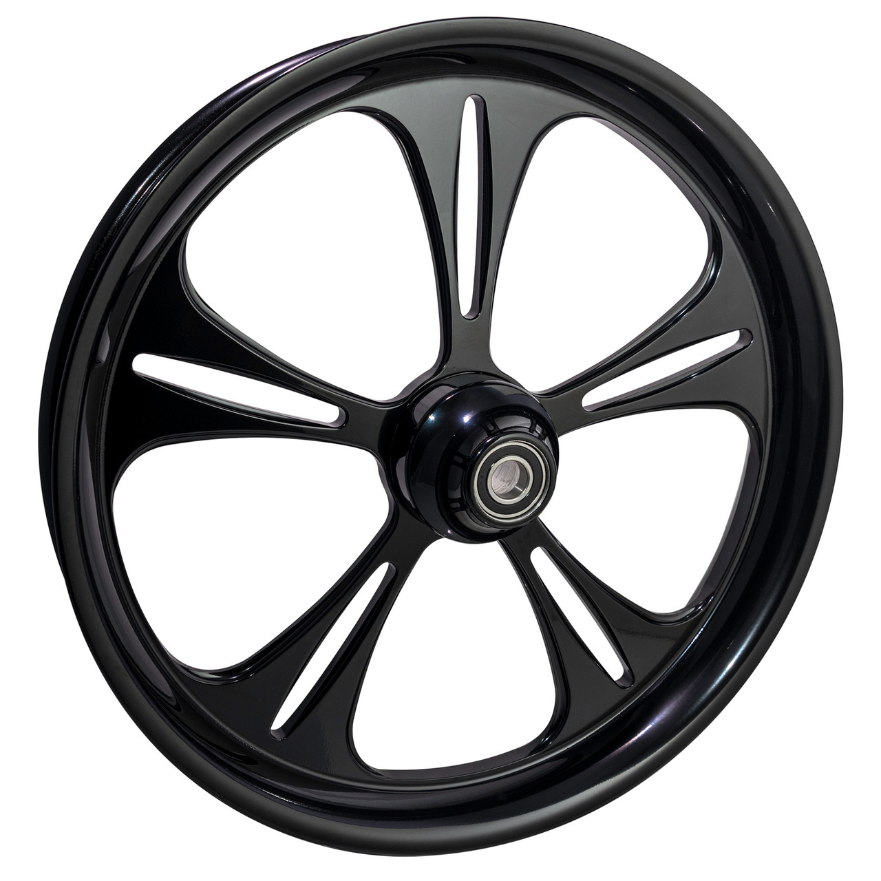 Black Contrast Fat front Tire Harley Wheels