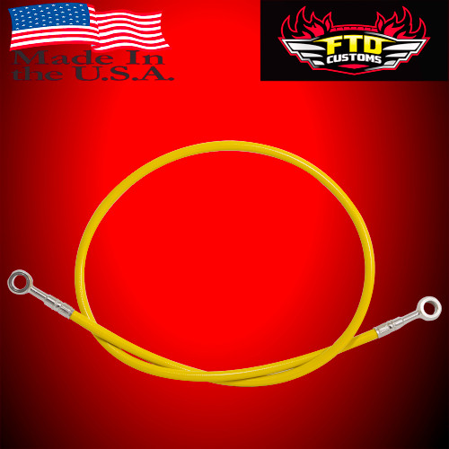 Yellow 36 inch Brake Line for swingarm extensions and extended swingarms