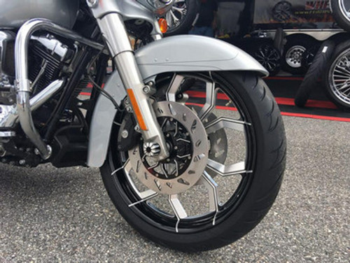 FTD Customs Black Contrast Harley Davidson 21 inch Fat Front Motorcycle Wheels Widow