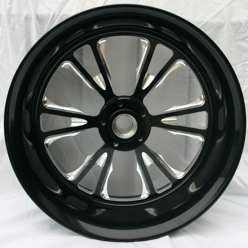 FTD Customs Black Contrast Wide Front Tire Harley Davidson Wheels Exile