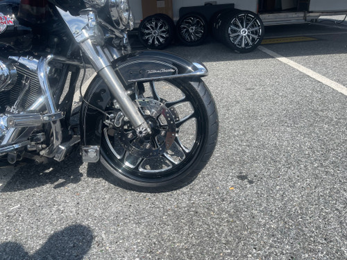 FTD Customs Black Contrast Wide Front Tire Harley Davidson Wheels Thrasher