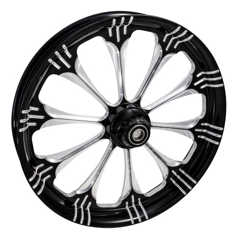 FTD Customs Black Contrast Harley Davidson 26 fat front Wheels Warlock