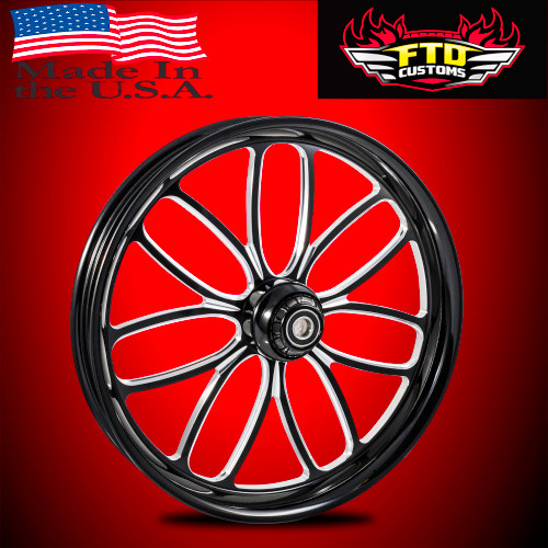 FTD Customs Black Contrast Harley Davidson 26 fat front Wheels Viper