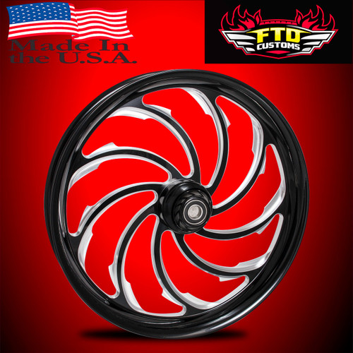 Harley Davidson 18 x 5 Fat Front Wheels Black Contrast - Venom Harley Davidson 18 x 5 Fat Front Wheels Black Contrast - Venom