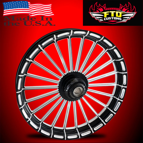 Harley Davidson 18 x 5 Fat Front Wheels Black Contrast - Capone Harley Davidson 18 x 5 Fat Front Wheels Black Contrast - Capone