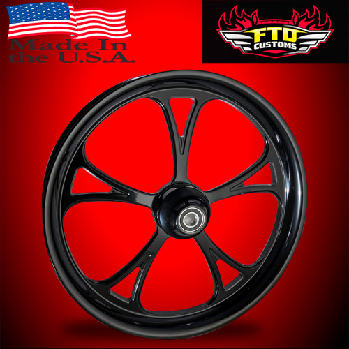 Harley Davidson 21 x 5 Fat Front Wheel All Black - Cyclone