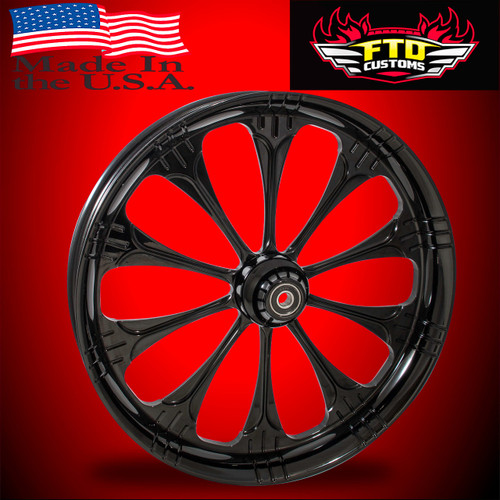 3個セット Harley Davidson 26 x 5 Fat Front Wheel All Black - Warlock
