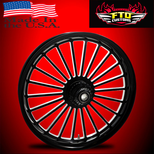 Harley Davidson Black Contrast Fatboy Motorcycle Wheel - Reaper