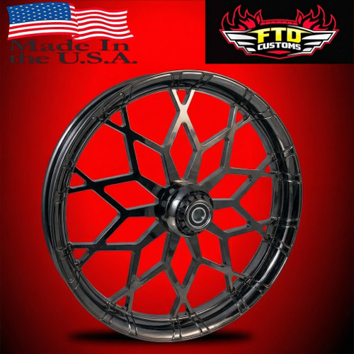 Harley Davidson 18 x 5 Fat Front Wheels Black Chrome - Prodigy