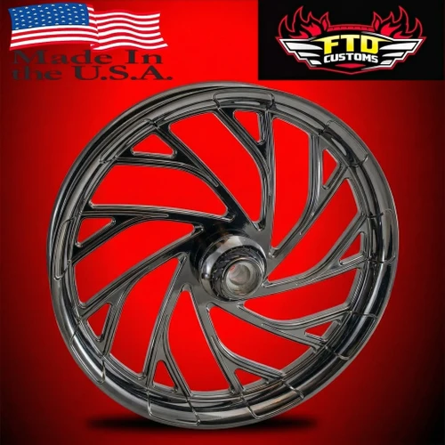 Black Chrome Harley Trike Wheels,  Black Chrome Harley Freewheeler Wheels, Black Chrome Harley Road Glide 3 Wheels