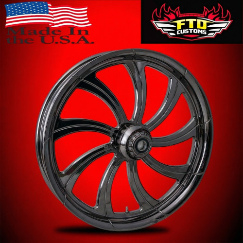 Harley Davidson 21 x 5 Fat Front Wheel Black Chrome - Slayer