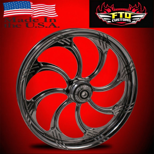 Harley Davidson 21 x 5 Fat Front Wheel Black Chrome - Slasher