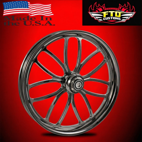 21 x 5 Fat Front Black Chrome Wheels