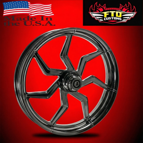 Harley Davidson 21 x 5 Fat Front Wheel Black Chrome - Sniper