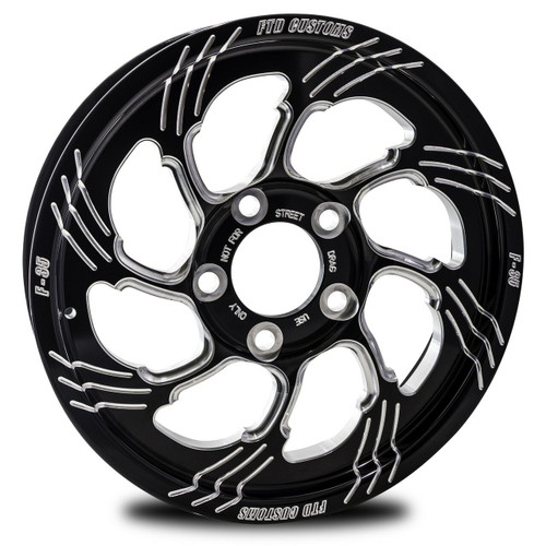 15 x 3.5 Front Drag Racing Wheels Black Contrast - Slasher