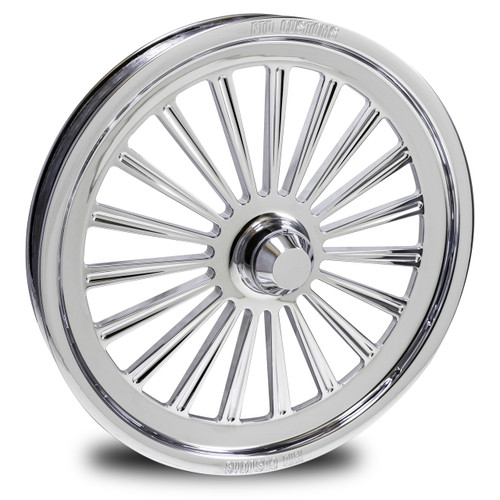 Chrome dragster spindle mount front wheel ftd customs racing wheels