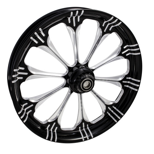 Black Contrast Fat front Tire Harley Wheels