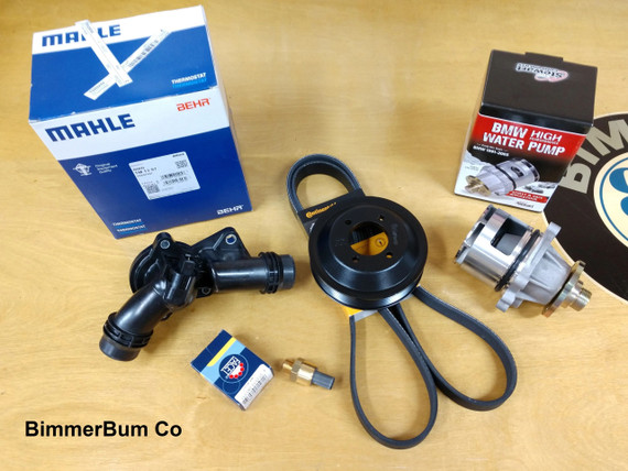 Complete BMW Z3 M54 M52tu mechanical fan delete kit with low temp switch and thermostat