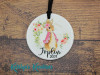Floral Rabbit Pink - Personalized Ceramic Ornament