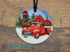 Farm Truck and Reindeer - Ceramic Ornament