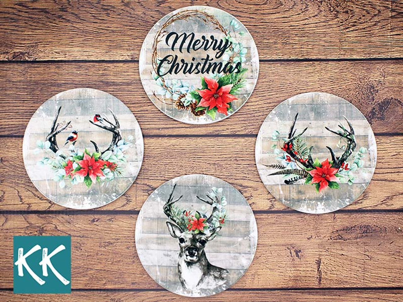 Christmas in the Country Cork Coasters - Set of 4