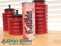 Pink and Red Glitter Personalized - 20oz Skinny Stainless Steel Tumbler